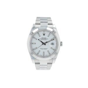 B&P Rolex Datejust 126300 41mm White Luminous Index Dial Smooth Bezel Oyster